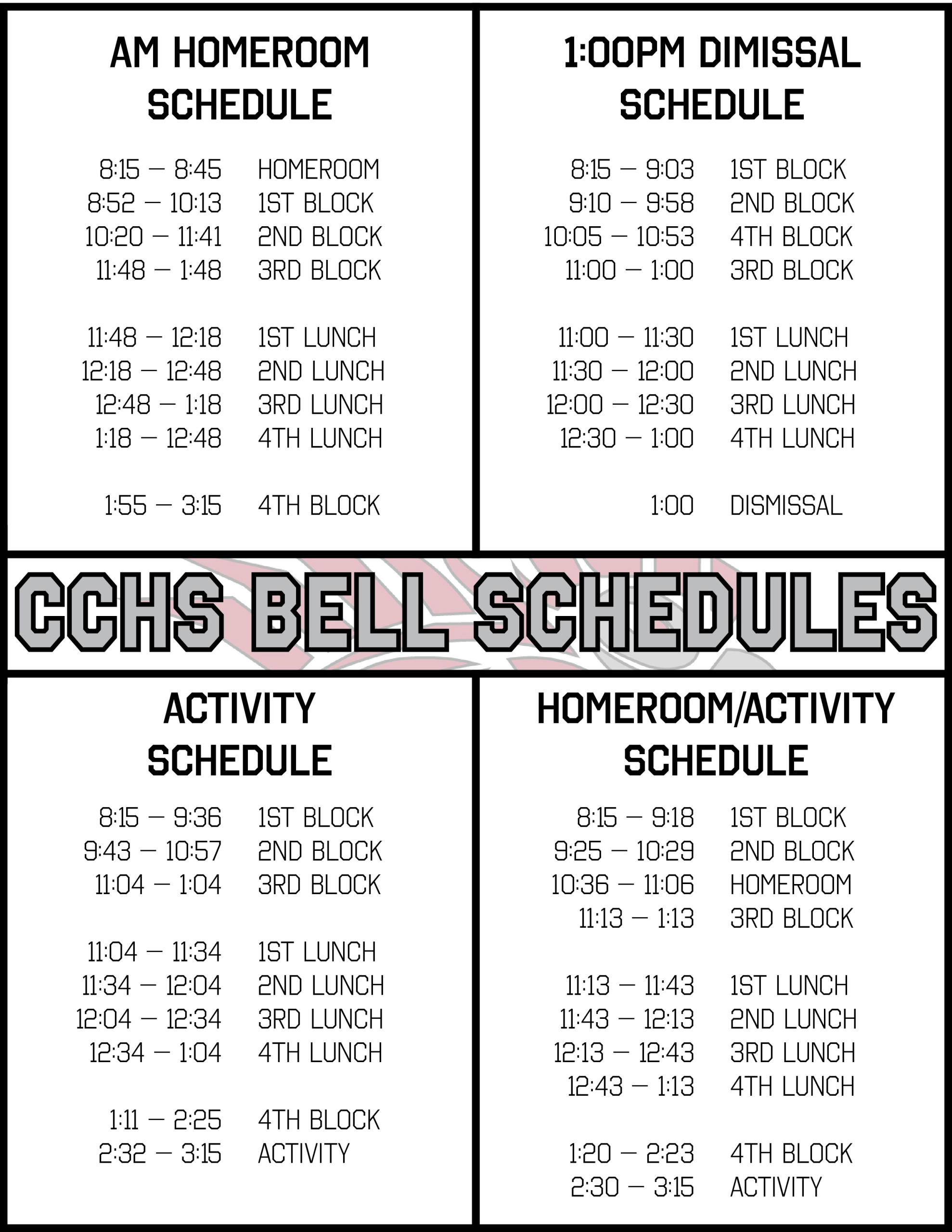 Cocke County High School | Bell Schedules