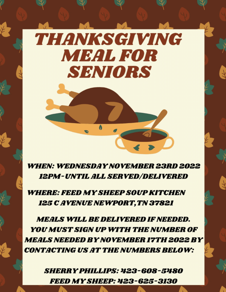 Thanksgiving Meals for Seniors Cocke County School District